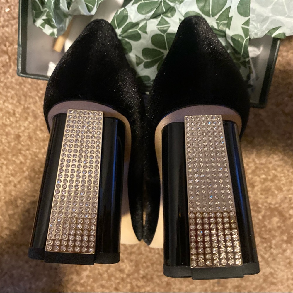 Black velvet With rhinestone heel - Picture 3 of 4
